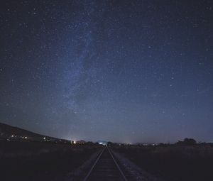 Preview wallpaper starry sky, railway, sky