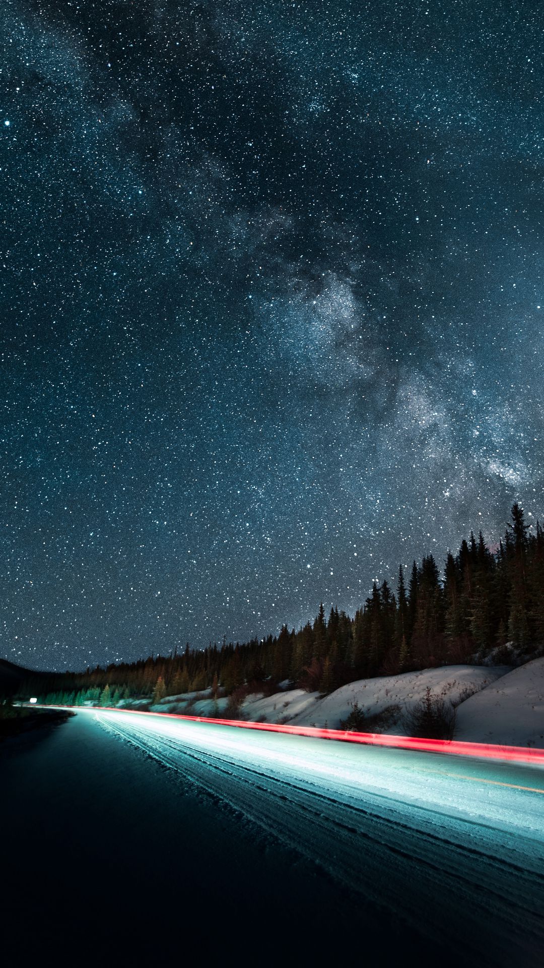 Download wallpaper 1080x1920 starry sky, road, night, stars, long ...