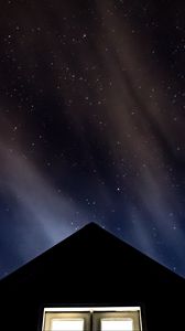 Preview wallpaper starry sky, roof, night, window