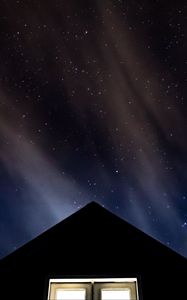 Preview wallpaper starry sky, roof, night, window