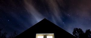 Preview wallpaper starry sky, roof, night, window