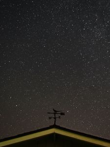 Preview wallpaper starry sky, roof, weather vane