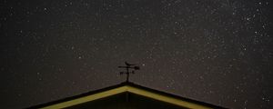 Preview wallpaper starry sky, roof, weather vane