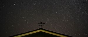 Preview wallpaper starry sky, roof, weather vane