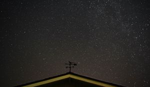 Preview wallpaper starry sky, roof, weather vane