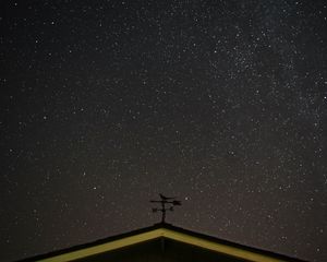 Preview wallpaper starry sky, roof, weather vane