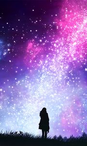 Preview wallpaper starry sky, silhouette, art, shine, brilliant, stars