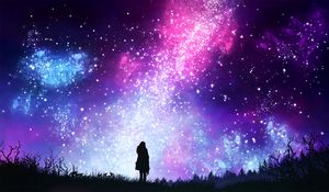 Preview wallpaper starry sky, silhouette, art, shine, brilliant, stars