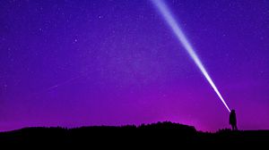 Preview wallpaper starry sky, silhouette, man
