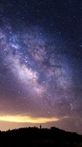 Preview wallpaper starry sky, silhouette, night, solitude, sky