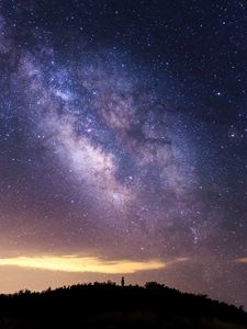 Preview wallpaper starry sky, silhouette, night, solitude, sky
