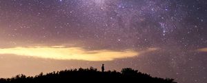 Preview wallpaper starry sky, silhouette, night, solitude, sky