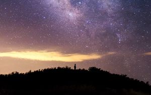 Preview wallpaper starry sky, silhouette, night, solitude, sky