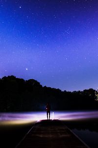 Preview wallpaper starry sky, silhouette, stars, night, fog