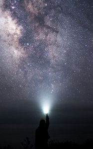 Preview wallpaper starry sky, sky, space, light, man