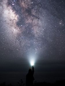 Preview wallpaper starry sky, sky, space, light, man