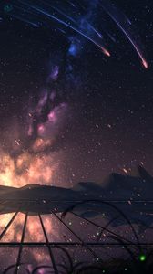 Preview wallpaper starry sky, stargazing, art, night, glow, reflection