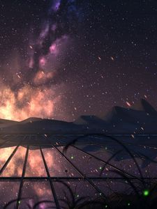 Preview wallpaper starry sky, stargazing, art, night, glow, reflection