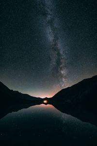 Preview wallpaper starry sky, stars, milky way, night, lake, reflection