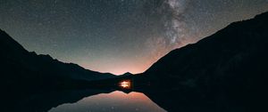Preview wallpaper starry sky, stars, milky way, night, lake, reflection