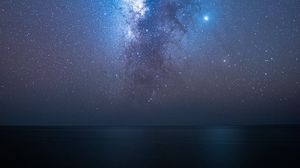 Preview wallpaper starry sky, stars, milky way, night, sea