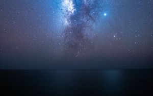 Preview wallpaper starry sky, stars, milky way, night, sea