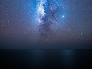 Preview wallpaper starry sky, stars, milky way, night, sea