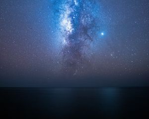 Preview wallpaper starry sky, stars, milky way, night, sea
