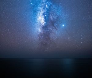 Preview wallpaper starry sky, stars, milky way, night, sea