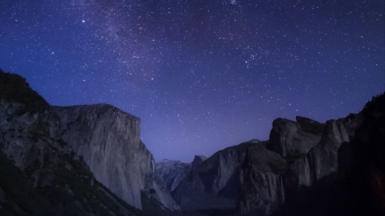 Wallpaper starry sky, stars, night, rocks hd, picture, image