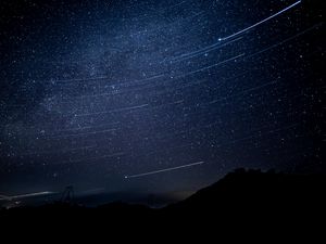 Preview wallpaper starry sky, stars, night, shine, darkness, dark