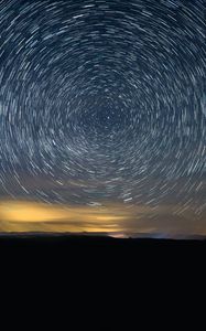 Preview wallpaper starry sky, stars, rotation, long exposure, night, dark