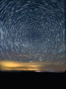 Preview wallpaper starry sky, stars, rotation, long exposure, night, dark