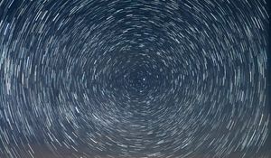 Preview wallpaper starry sky, stars, rotation, long exposure, night, dark