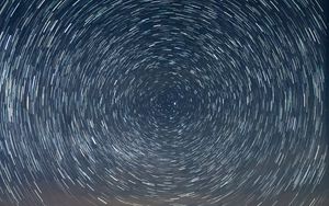 Preview wallpaper starry sky, stars, rotation, long exposure, night, dark