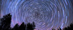 Preview wallpaper starry sky, stars, round, trees