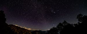 Preview wallpaper starry sky, stars, shine, night, trees, starry night