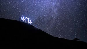 Preview wallpaper starry sky, stars, slope, glow