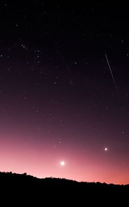 Preview wallpaper starry sky, stars, starfall, night