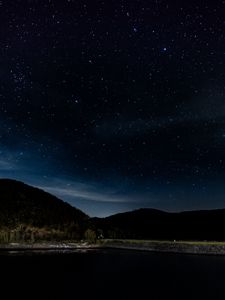 Preview wallpaper starry sky, stars, trees, night, eifel national park, germany