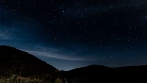 Preview wallpaper starry sky, stars, trees, night, eifel national park, germany