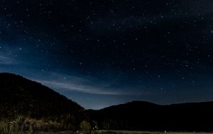 Preview wallpaper starry sky, stars, trees, night, eifel national park, germany