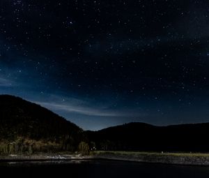 Preview wallpaper starry sky, stars, trees, night, eifel national park, germany