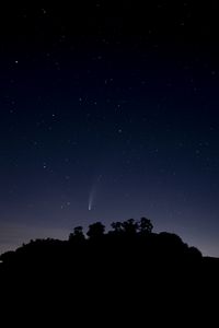 Preview wallpaper starry sky, stars, trees, silhouette, night