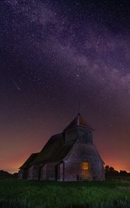 Preview wallpaper starry sky, structure, night, church, fairfield, united kingdom