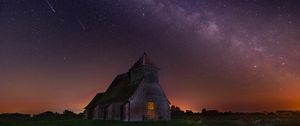 Preview wallpaper starry sky, structure, night, church, fairfield, united kingdom