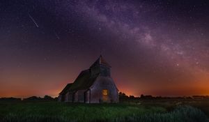 Preview wallpaper starry sky, structure, night, church, fairfield, united kingdom