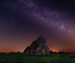 Preview wallpaper starry sky, structure, night, church, fairfield, united kingdom