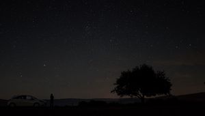 Preview wallpaper starry sky, tree, night, sky