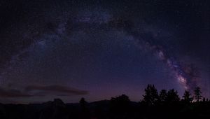 Preview wallpaper starry sky, trees, milky way, california, usa